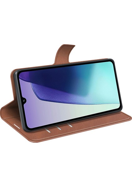 Xiaomi Redmi Için 14C 4g Standlı Kılıf Çizilmez Buzağı Doku Deri Telefon Kapağı-Açık Kahverengi (Yurt Dışından) fırsatları