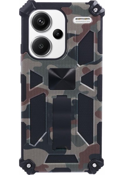 Xiaomi Redmi Note 13 Pro+5g Kamuflaj Kılıf Pc+Tpu Telefon Kılıfı, Dahili Kickstand-Ordu Yeşili Için (Yurt Dışından)