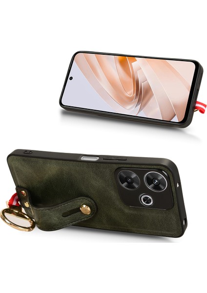 Xiaomi Redmi 13 5g/4g Kılıf Bileklik Kickstand Deri+Pc+Tpu Şişe Açacağı ile Telefon Kapağı-Yeşil (Yurt Dışından) modelleri
