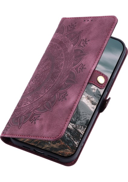 Xiaomi Poco C61 4g Kılıf Için Cilt Hissedin Totem Baskılı Cüzdan Deri Telefon Kapağı-Şarap Kırmızı (Yurt Dışından) fırsatları