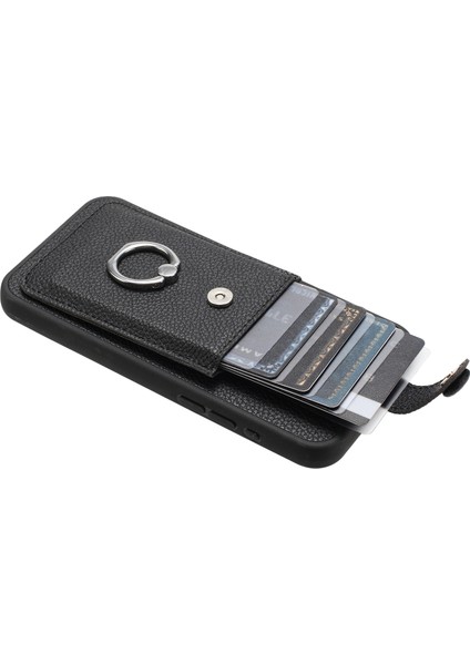 Xiaomi Poco X6 5g Kılıf Çizim Tipi Kart Yuvaları Litchi Doku Deri Arka Kapak Halkalı Kickstand-Siyah (Yurt Dışından) fiyatları
