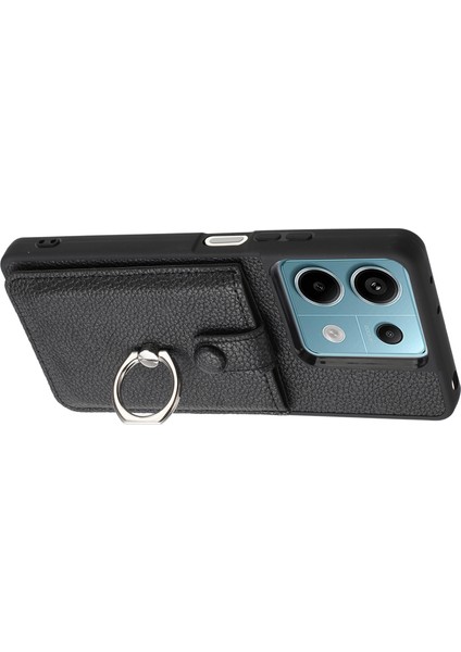 Xiaomi Poco X6 5g Kılıf Çizim Tipi Kart Yuvaları Litchi Doku Deri Arka Kapak Halkalı Kickstand-Siyah (Yurt Dışından) fırsatları