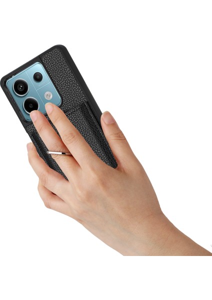 Xiaomi Poco X6 5g Kılıf Çizim Tipi Kart Yuvaları Litchi Doku Deri Arka Kapak Halkalı Kickstand-Siyah (Yurt Dışından) indirimleri