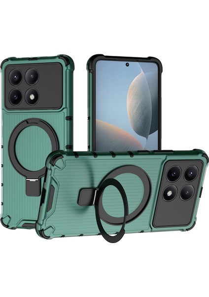 Xiaomi Redmi K70E 5g Kılıf Için Kickstand Pc+Tpu Telefon Kılıfı Magsafe-Green ile Uyumlu (Yurt Dışından)