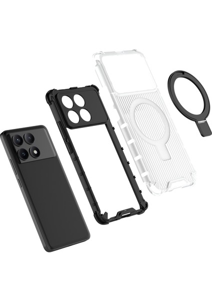 Xiaomi Redmi K70E 5g Kılıf Için Kickstand Pc+Tpu Telefon Kapağı Magsafe-Şeffaf ile Uyumlu (Yurt Dışından) modelleri
