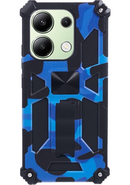 Xiaomi Redmi Note 13 4g Kılıf Kickstand Pc+Tpu Telefon Kapağı Kamuflaj Tasarım-Mavi Için (Yurt Dışından)