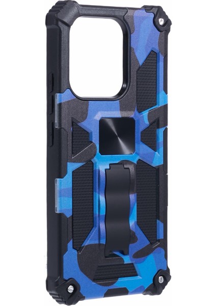Xiaomi Redmi Note 13 4g Kılıf Kickstand Pc+Tpu Telefon Kapağı Kamuflaj Tasarım-Mavi Için (Yurt Dışından)
