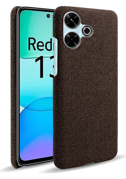 Xiaomi Redmi 13 4g Kılıf Kumaş Dokusu Çizilmez Koruyucu Pc Telefon Kapağı-Kahverengi Için (Yurt Dışından)