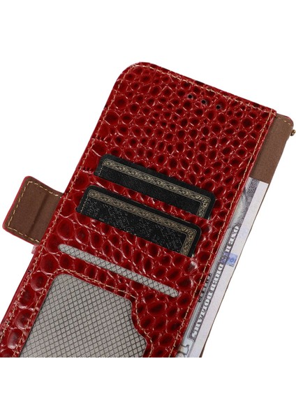 Xiaomi Redmi Için A1 4g Damla Geçirmez Hakiki Inek Derisi Deri Akıllı Telefon Kapak Standı Rfıd Engelleme Timsah Doku Cüzdan Kılıf Telefon Kabuk-Kırmızı (Yurt Dışından) fiyatları
