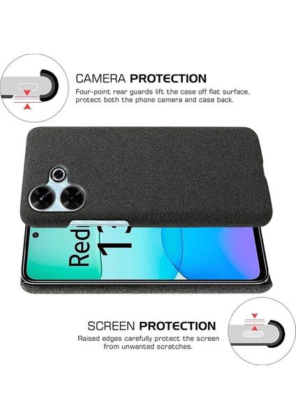 Xiaomi Redmi 13 4g Kılıf Kumaş Dokusu Çizilmez Koruyucu Pc Telefon Kapağı-Siyah Için (Yurt Dışından) indirimleri