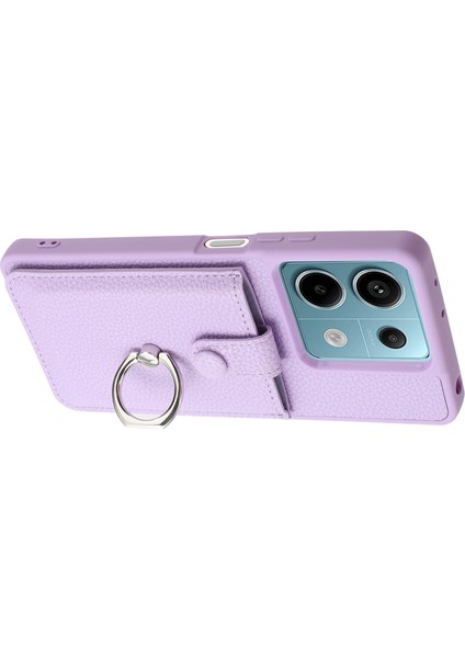 Xiaomi Poco X6 5g Kılıf Çizim Tipi Kart Yuvaları Litchi Doku Deri Arka Kapak Halkalı Kickstand-Mor (Yurt Dışından) fırsatları