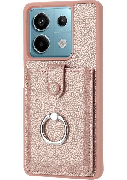 Xiaomi Poco X6 5g Kılıf Çizim Tipi Kart Yuvaları Litchi Doku Deri Arka Kapak Halkalı Kickstand-Gül Altın (Yurt Dışından) modelleri