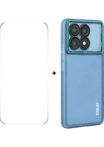 Xiaomi Redmi Için K70E 5g Kılıf Mat Tpu Telefon Kapağı Lens Filmi + 9h Cam Koruyucu-Mavi (Yurt Dışından)