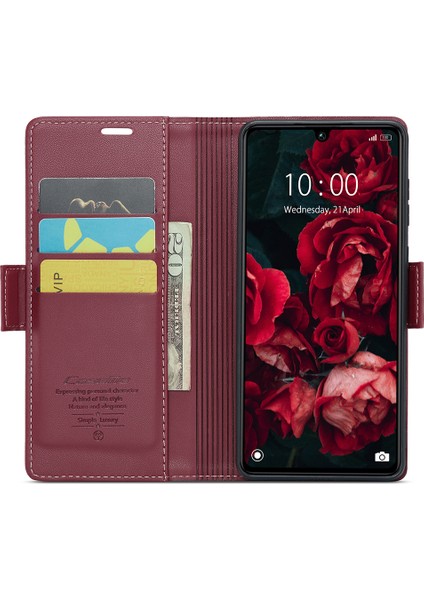 Xiaomi Redmi 13C 4g/redmi 13C 5g Kılıf Parlak Rfıd Engelleme Cüzdan Kapağı-Kırmızı (Yurt Dışından) fiyatları