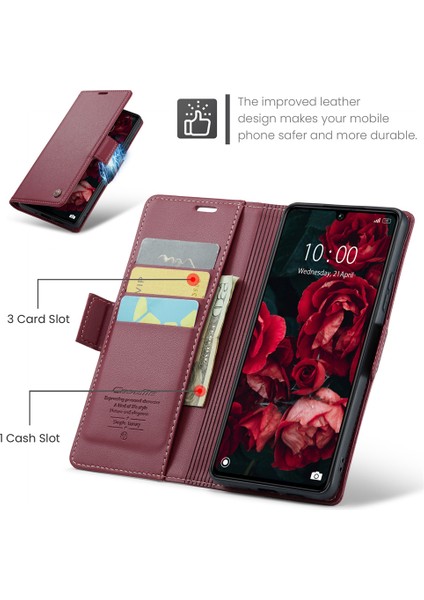 Xiaomi Redmi 13C 4g/redmi 13C 5g Kılıf Parlak Rfıd Engelleme Cüzdan Kapağı-Kırmızı (Yurt Dışından) indirimleri