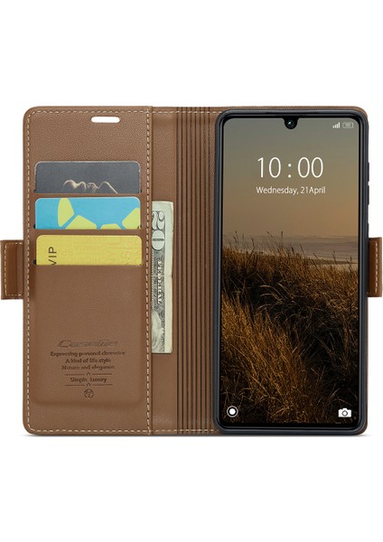 Xiaomi Redmi 13C 4g/redmi 13C 5g Kılıf Parlak Rfıd Engelleme Cüzdan Kapağı-Kahverengi (Yurt Dışından) fiyatları
