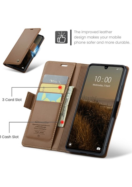Xiaomi Redmi 13C 4g/redmi 13C 5g Kılıf Parlak Rfıd Engelleme Cüzdan Kapağı-Kahverengi (Yurt Dışından) indirimleri