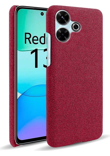 Xiaomi Redmi 13 4g Kılıf Kumaş Dokusu Çizilmez Koruyucu Pc Telefon Kapağı-Kırmızı (Yurt Dışından)