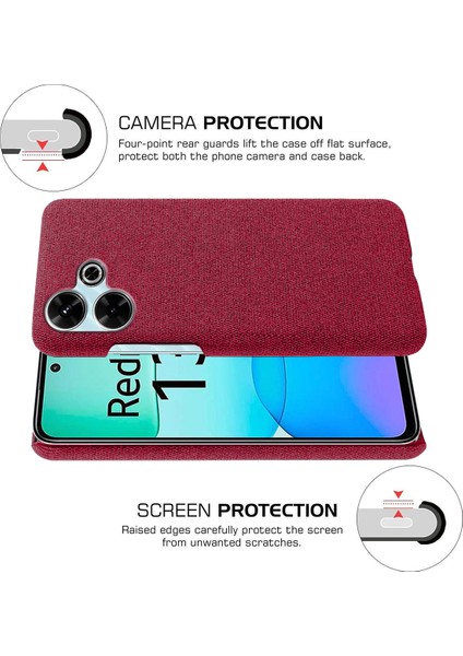 Xiaomi Redmi 13 4g Kılıf Kumaş Dokusu Çizilmez Koruyucu Pc Telefon Kapağı-Kırmızı (Yurt Dışından) indirimleri