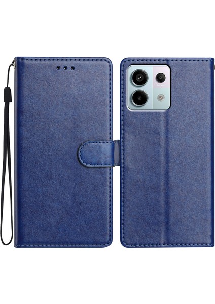 Xiaomi Redmi Note 13 Pro 5g Deri Telefon Kılıfı Cüzdan Standı Kapağı ile Kullanışlı Askı-Mavi (Yurt Dışından)