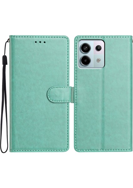 Xiaomi Redmi Note 13 Pro 5g Deri Telefon Kılıfı Cüzdan Standı Kapağı ile Kullanışlı Askı-Yeşil (Yurt Dışından)