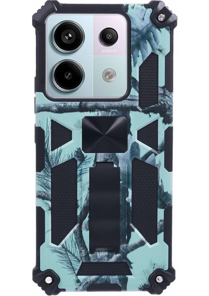 Xiaomi Redmi Note 13 Pro 5g Kılıf Kamuflaj Pc+Tpu Telefon Kılıfı, Kickstand-Açık Yeşil Için (Yurt Dışından)