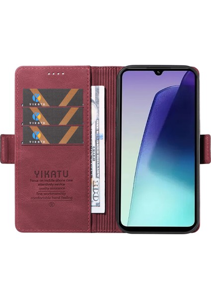 Xiaomi Redmi Için 14C 4g Kılıf Pu Deri Cüzdan Telefon Kapağı Cilt Dokunmatik Duygu-Şarap Kırmızı (Yurt Dışından)