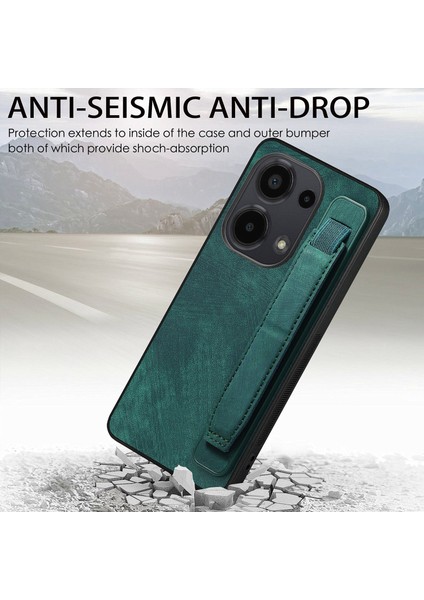 D11 Xiaomi Poco M6 Pro 4g Kılıf Bileklik Deri+Tpu Telefon Kapağı-Yeşil (Yurt Dışından) fırsatları