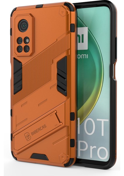 Xiaomi Mi 10T Pro 5g/xiaomi Mi 10T 5g-Turuncu Için Kickstand'lı Pc+Tpu Hibrit Telefon Kılıfı Koruyucu Arka Kapak (Yurt Dışından)