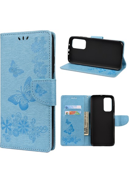 Baskı Desenli Deri Cüzdan Telefon Kabuğu Için Xiaomi Mi 10T 5g/mi 10T Pro 5g-Mavi (Yurt Dışından)