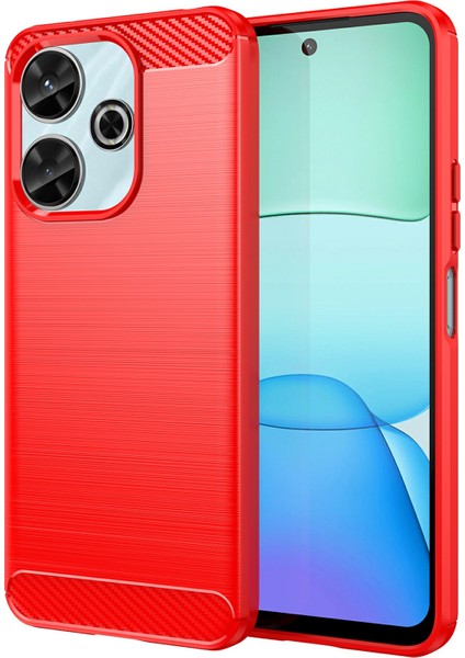 Xiaomi Redmi Için 13 4g/13 5g/poco M6 4g/not 13R 5g/poco M6 Artı 5g Kılıf Karbon Fiber Doku Tpu Fırçalanmış Telefon Kapağı-Kırmızı (Yurt Dışından)