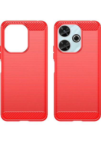 Xiaomi Redmi Için 13 4g/13 5g/poco M6 4g/not 13R 5g/poco M6 Artı 5g Kılıf Karbon Fiber Doku Tpu Fırçalanmış Telefon Kapağı-Kırmızı (Yurt Dışından) modelleri
