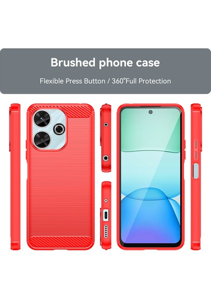 Xiaomi Redmi Için 13 4g/13 5g/poco M6 4g/not 13R 5g/poco M6 Artı 5g Kılıf Karbon Fiber Doku Tpu Fırçalanmış Telefon Kapağı-Kırmızı (Yurt Dışından) fırsatları