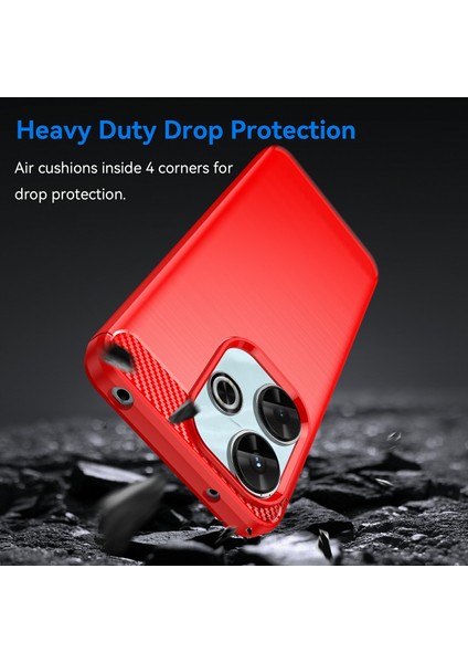 Xiaomi Redmi Için 13 4g/13 5g/poco M6 4g/not 13R 5g/poco M6 Artı 5g Kılıf Karbon Fiber Doku Tpu Fırçalanmış Telefon Kapağı-Kırmızı (Yurt Dışından) indirimleri