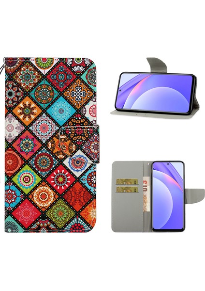 Xiaomi Mi 10T Lite 5g-Etnik Desen Için Tpu+Pu Deri Cüzdan Standlı Telefon Kılıfı (Yurt Dışından)