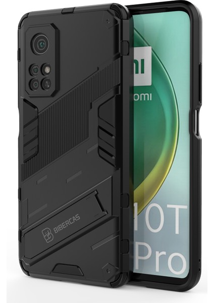 Xiaomi Mi 10T Pro 5g/xiaomi Mi 10T 5g-Black Için Kickstand'lı Pc+Tpu Hibrit Telefon Kılıfı Koruyucu Arka Kapak (Yurt Dışından)