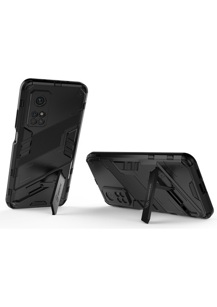 Xiaomi Mi 10T Pro 5g/xiaomi Mi 10T 5g-Black Için Kickstand'lı Pc+Tpu Hibrit Telefon Kılıfı Koruyucu Arka Kapak (Yurt Dışından)