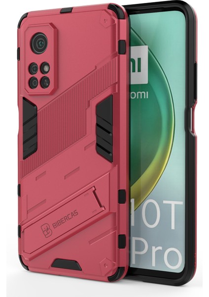 Xiaomi Mi 10T Pro 5g/xiaomi Mi 10T 5g-Rose Için Kickstand ile Pc+Tpu Hibrit Telefon Kılıfı Koruyucu Arka Kapak (Yurt Dışından)