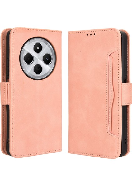 Xiaomi Redmi 14C 4g Deri Kılıf Telefon Cüzdan Kapağı Çoklu Kart Yuvaları Ile-Pembe (Yurt Dışından)