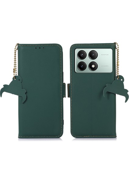 Xiaomi Redmi K70E 5g Telefon Kılıfı Standı Rfıd Engelleme Kapağı-Yeşil (Yurt Dışından)