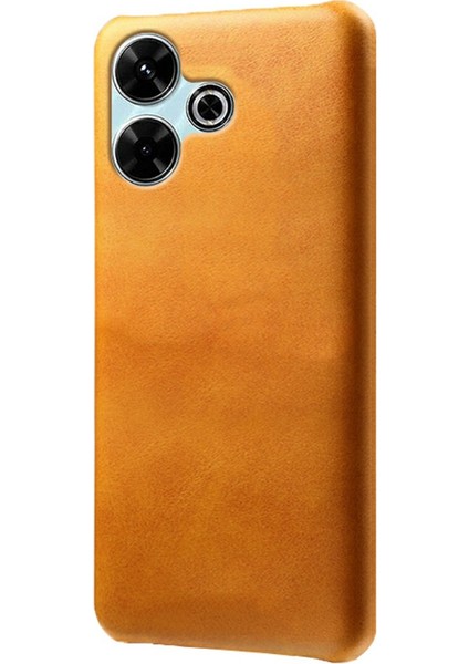 Xiaomi Redmi 13 4g Kılıf Buzağı Dokusu Pu Deri Sert Pc Koruyucu Telefon Kapağı-Turuncu (Yurt Dışından)