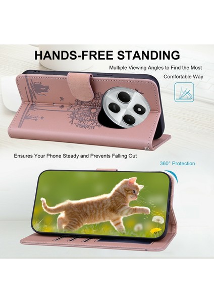 Xiaomi Redmi Için 14C 4g Kılıf Kedi Karahindiba Künye Pu Deri Cüzdan Telefon Kılıfı ile Kayış-Pembe (Yurt Dışından) fiyatları