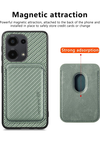 Xiaomi Poco M6 Pro 4g Kılıf Için Karbon Fiber Deri Arka Kapak, Çıkarılabilir Manyetik Kart Çantası-Yeşil (Yurt Dışından) fiyatları