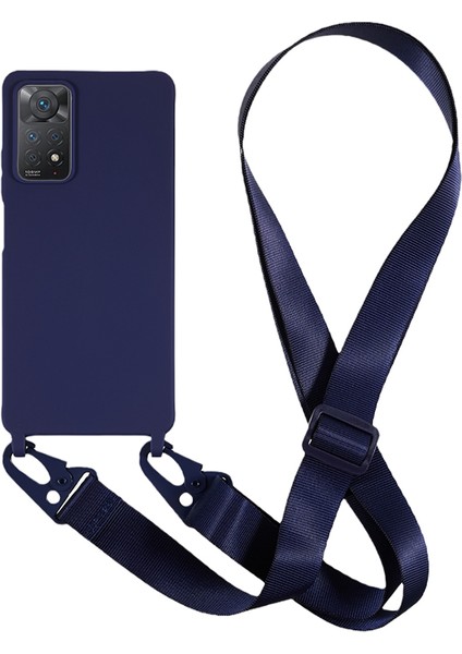 Xiaomi Redmi Note 11 Pro 4g(Mediatek) Tpu Kapak Mat Telefon Kılıfı, Geniş Kordonlu-Koyu Mavi (Yurt Dışından)