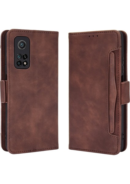 Xiaomi Redmi K30S-BROWN Için Çoklu Kart Yuvaları Deri Cüzdan Telefon Kılıfı (Yurt Dışından) modelleri