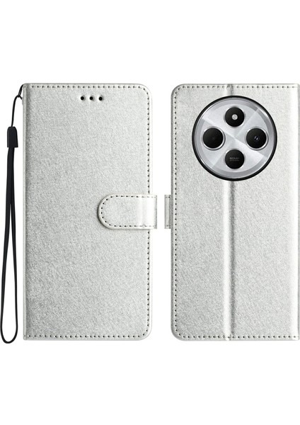 Xiaomi Redmi Için 14C 4g Cüzdan Kılıf Deri Folyo Telefon Kapağı Manyetik Toka-Gümüş (Yurt Dışından)