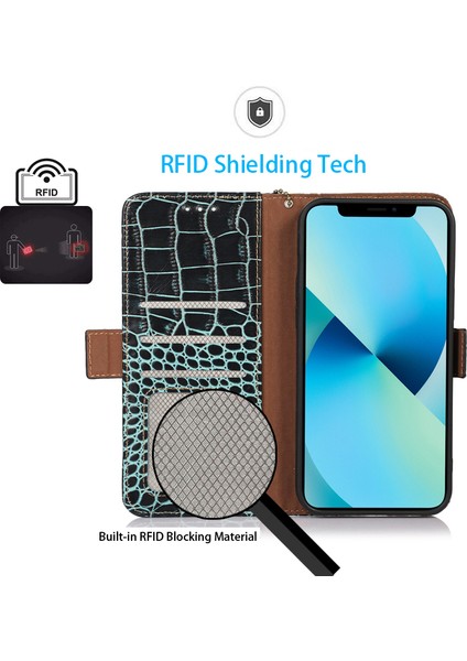 Xiaomi Redmi Için A1 + 4g Hakiki Sığır Derisi Deri Yan Manyetik Toka Anti-Damla Telefon Kılıfı Timsah Doku Rfıd Engelleme Standı Kapaklı Cüzdan Kapağı-Yeşil (Yurt Dışından) indirimleri