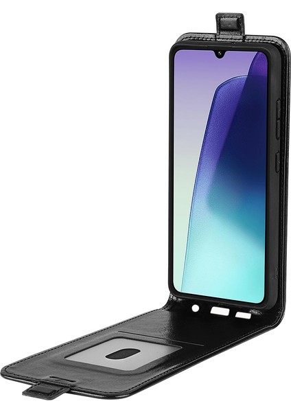 Xiaomi Redmi 14C 4g Kılıf Kart Yuvaları ile Dikey Çevirme Deri Telefon Kapağı-Siyah (Yurt Dışından) modelleri