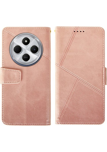 Xiaomi Redmi 14C 4g Cüzdan Telefon Kılıfı Buzağı Doku Standı Deri Kapak-Pembe (Yurt Dışından)