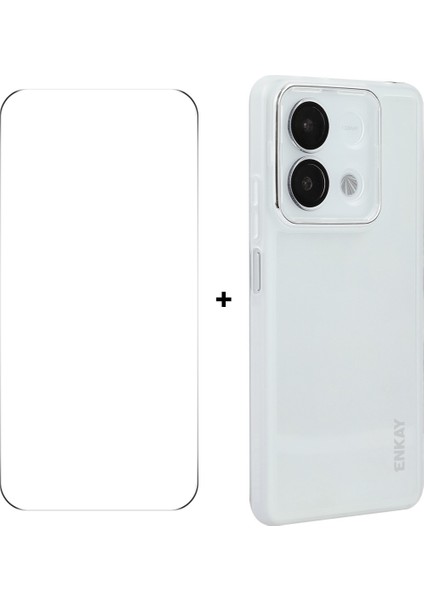 Xiaomi Xiaomi Poco X6 5g Kılıf Mat Tpu Telefon Kapağı Lens Filmi + 9h Cam Koruyucu-Beyaz (Yurt Dışından)